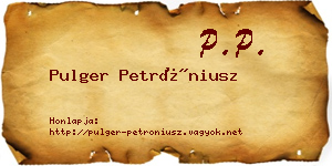 Pulger Petróniusz névjegykártya